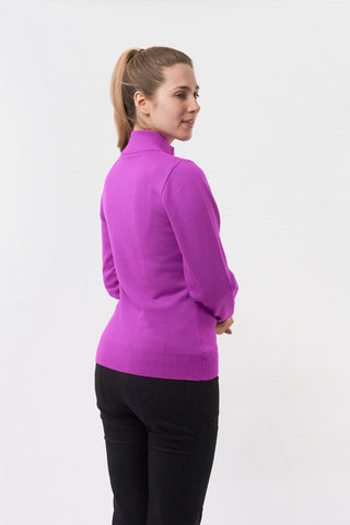 Pure Golf Brace Super Soft Quarter Zip Lined Golf Jumper - Amethyst