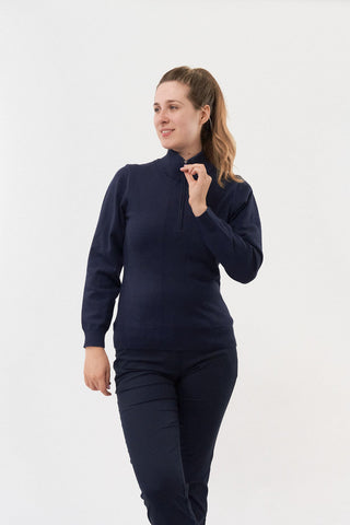 Brace Navy Super Soft Quarter Zip Lined Sweater - Pure Golf