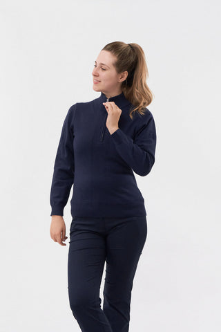 Brace Navy Super Soft Quarter Zip Lined Sweater - Pure Golf