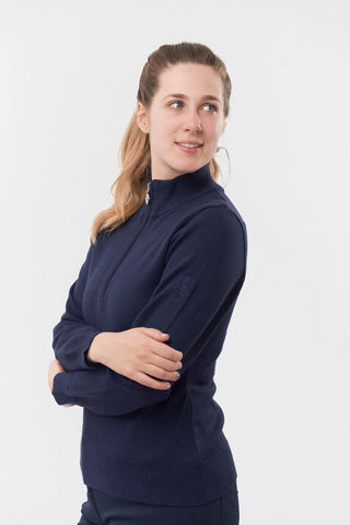 Brace Navy Super Soft Quarter Zip Lined Sweater - Pure Golf