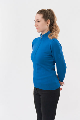 Pure Golf Brace Super Soft Lined Golf Jumper Quarter Zip- Vallarta Blue