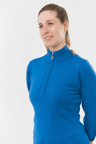 Pure Golf Brace Super Soft Lined Golf Jumper Quarter Zip- Vallarta Blue