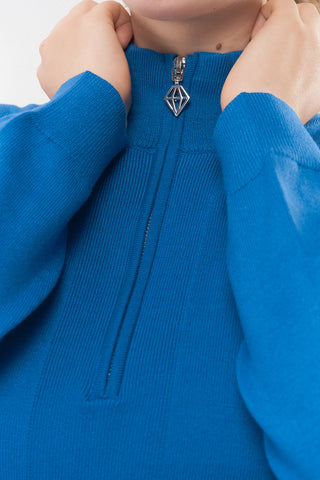 Pure Golf Brace Super Soft Lined Golf Jumper Quarter Zip- Vallarta Blue