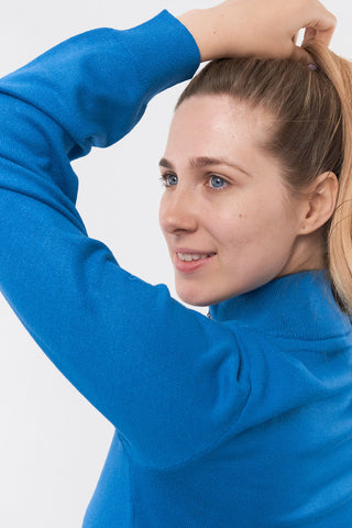 Pure Golf Brace Super Soft Lined Golf Jumper Quarter Zip- Vallarta Blue