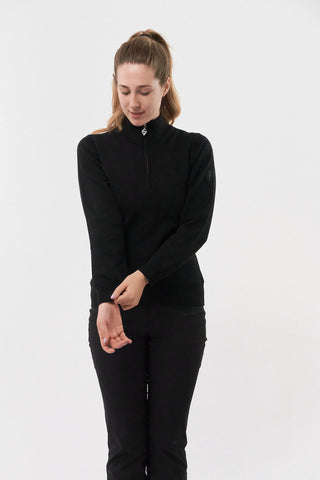 Brace Black Super Soft Lined Quarter Zip Golf Jumper - Pure Golf