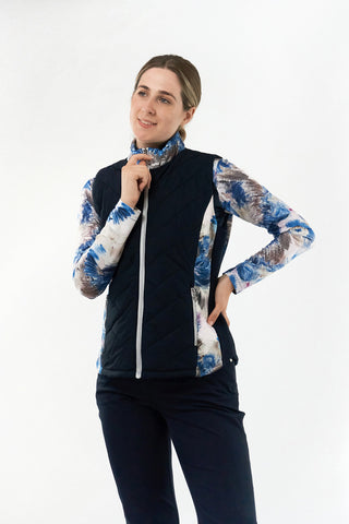 Pure Golf Amber Quilted Gilet  - Stone Canvas collection - Navy