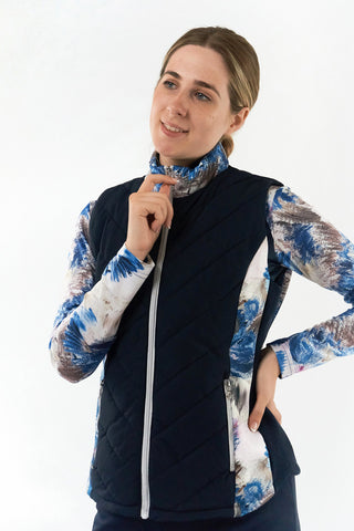 Pure Golf Amber Quilted Gilet  - Stone Canvas collection - Navy