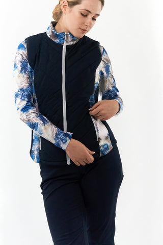 Pure Golf Amber Quilted Gilet  - Stone Canvas collection - Navy