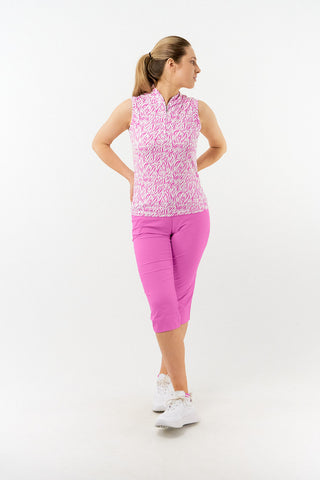Pure Golf Rise Sleeveless Polo - Azalea Zebra