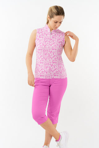 Pure Golf Rise Sleeveless Polo - Azalea Zebra