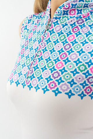 Pure Golf Truth Sleeveless Golf Polo Shirt - Geo Flower