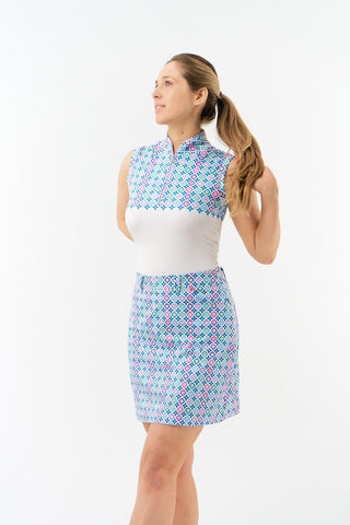 Pure Golf Truth Sleeveless Golf Polo Shirt - Geo Flower