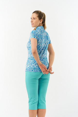 Pure Golf Rise Cap Sleeve Polo - Peacock Swirl