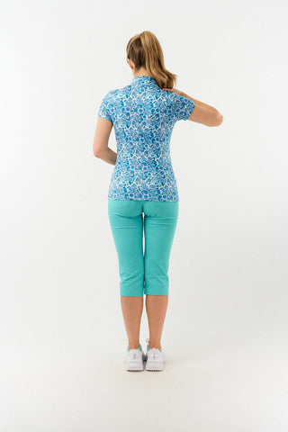 Pure Golf Rise Cap Sleeve Polo - Peacock Swirl