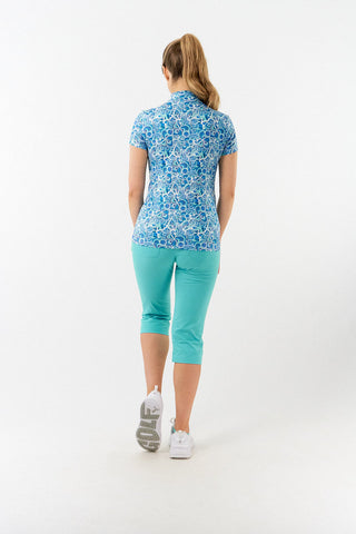 Pure Golf Rise Cap Sleeve Polo - Peacock Swirl