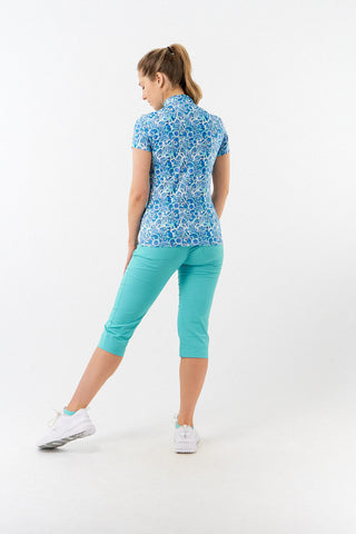 Pure Golf Rise Cap Sleeve Polo - Peacock Swirl