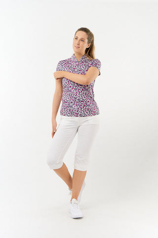 Pure Golf Rise Cap Sleeve Polo - Leo Pop