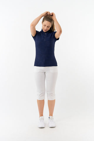 Pure Golf Cove Ladies Cap Sleeve Polo Shirt - Navy