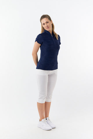 Pure Golf Cove Ladies Cap Sleeve Polo Shirt - Navy