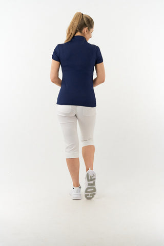 Pure Golf Cove Ladies Cap Sleeve Polo Shirt - Navy