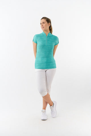 Pure Golf Cove Ladies Cap Sleeve Polo Shirt - Ocean Blue