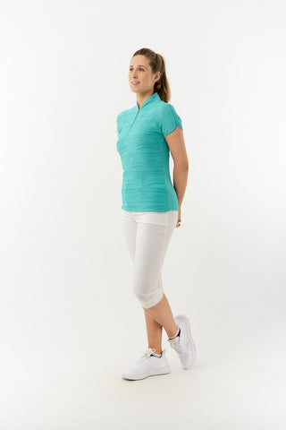 Pure Golf Cove Ladies Cap Sleeve Polo Shirt - Ocean Blue