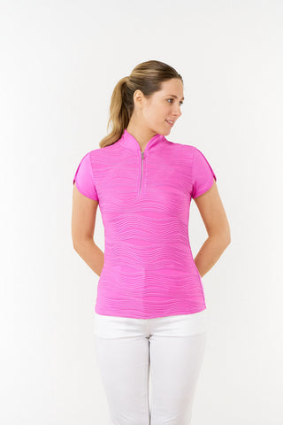 Pure Golf Cove Ladies Cap Sleeve Polo Shirt - Azalea