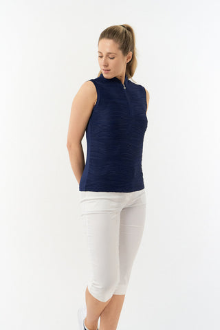 Pure Golf Cove Ladies Sleeveless Golf Polo Shirt - Navy