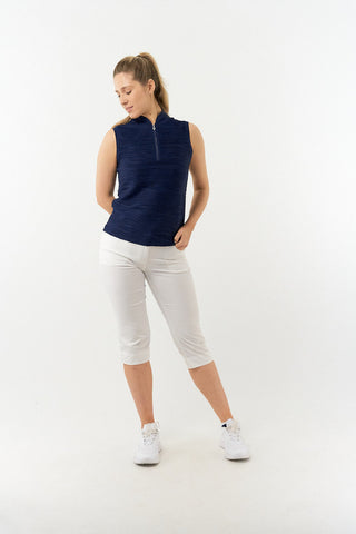 Pure Golf Cove Ladies Sleeveless Golf Polo Shirt - Navy