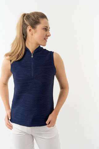 Pure Golf Cove Ladies Sleeveless Golf Polo Shirt - Navy