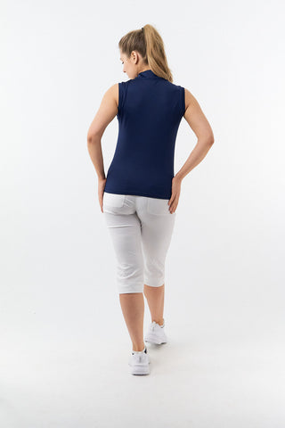 Pure Golf Cove Ladies Sleeveless Golf Polo Shirt - Navy