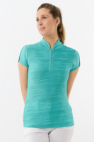 Pure Golf Cove Ladies Cap Sleeve Polo Shirt - Ocean Blue