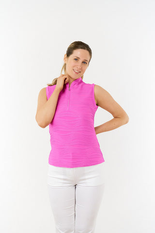 Pure Golf Cove Ladies Sleeveless Golf Polo Shirt - Azalea