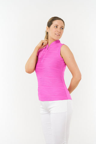 Pure Golf Cove Ladies Sleeveless Golf Polo Shirt - Azalea