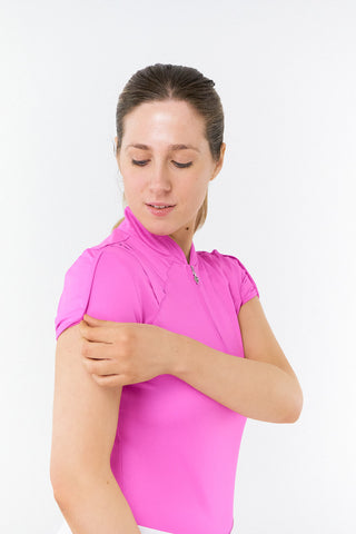 Pure Golf Olivia Ladies Cap Sleeve Polo Shirt - Azalea