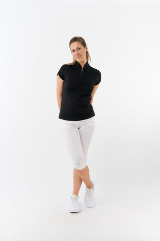 Pure Golf Olivia Ladies Cap Sleeve Polo Shirt - Black