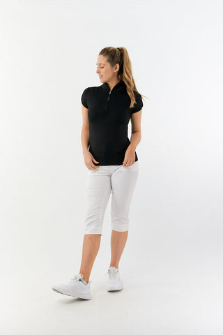 Pure Golf Olivia Ladies Cap Sleeve Polo Shirt - Black