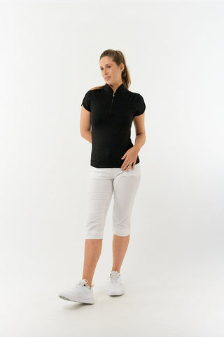 Pure Golf Olivia Ladies Cap Sleeve Polo Shirt - Black