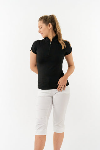 Pure Golf Olivia Ladies Cap Sleeve Polo Shirt - Black
