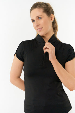 Pure Golf Olivia Ladies Cap Sleeve Polo Shirt - Black