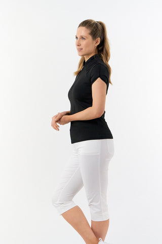 Pure Golf Olivia Ladies Cap Sleeve Polo Shirt - Black