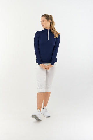 Tranquillity Ladies Golf Mid Quarter Zip Polo - Navy