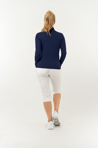 Tranquillity Ladies Golf Mid Quarter Zip Polo - Navy