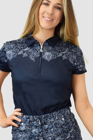 Pure Golf Trinity Cap Sleeve Polo Shirt - Navy