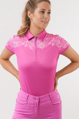Pure Golf Trinity Cap Sleeve Polo Shirt - Azalea