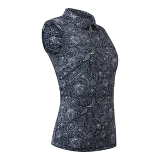 Pure Golf Rise Sleeveless Golf Polo Shirt with zip - Navy