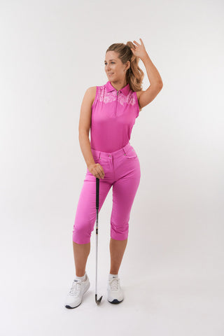 Pure Golf Trinity Sleeveless Golf Polo Shirt - Azalea