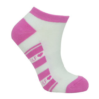 Ladies 2 Pair Pack Of Trainer Golf Socks- Azalea Pink