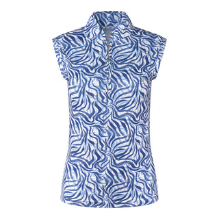 Pure Golf Ladies Rise Sleeveless Polo Shirt - Indigo Jungle