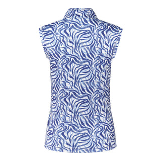 Pure Golf Ladies Rise Sleeveless Polo Shirt - Indigo Jungle